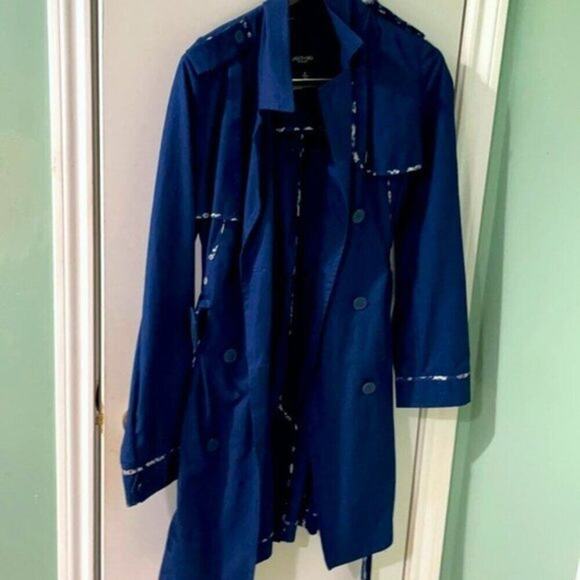 Jason Wu for Target Trench Coat Navy Blue and Floral M - Picture 4 of 13